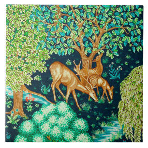 William Morris Deer by a Brook Tapestry Print Ceramic Tile