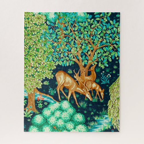 William Morris Deer by a Brook Tapestry Print Jigsaw Puzzle