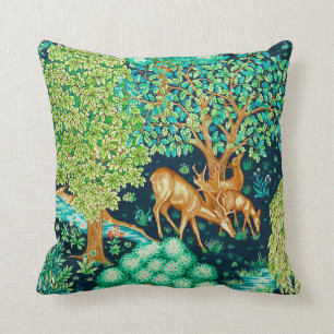 William Morris Deer by a Brook Tapestry Print Throw Pillow