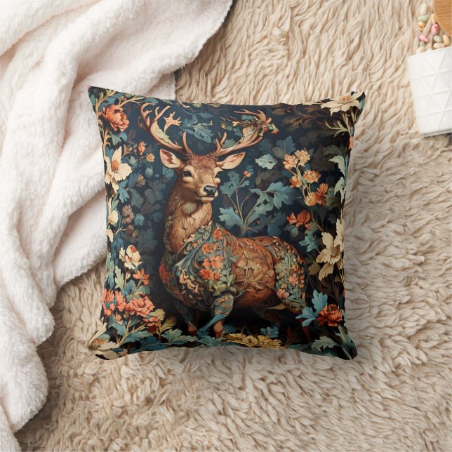 William Morris Deer Throw Pillow (Blanket)