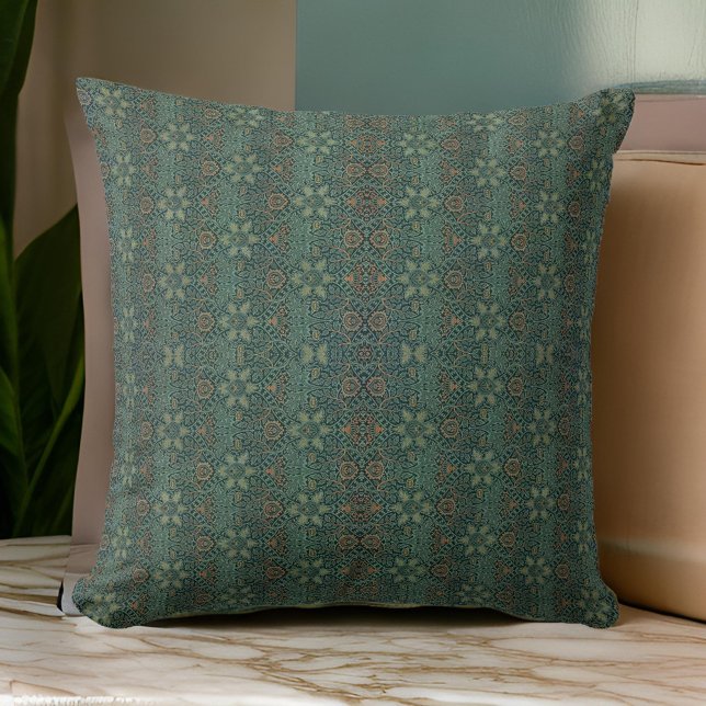 William * Morris  Design Green Floral Imprints Throw Pillow (Creator Uploaded)