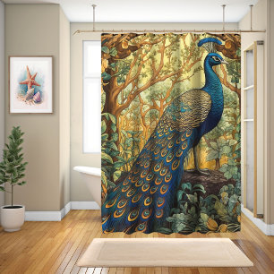 William Morris Design, Peacock In The Forest Shower Curtain