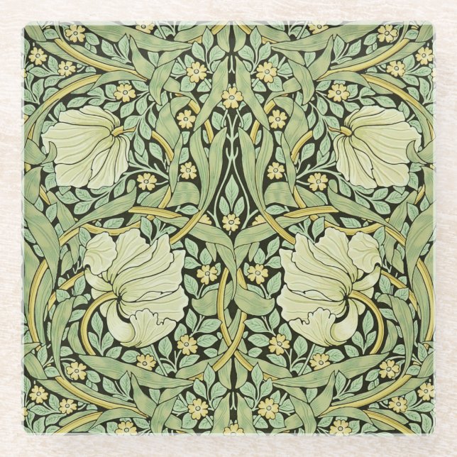 William Morris design, Pimpernel,  Glass Coaster (Front)