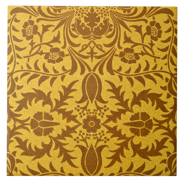 William Morris design, Vine Gold, Ceramic Tile (Front)