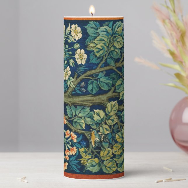 William Morris Design Vintage Style  Pillar Candle (In Situ)