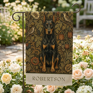 William Morris Doberman Pinscher Vintage Name Garden Flag