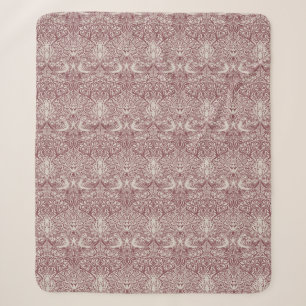 William Morris' Dove and Rose - Burgundy and Ecru Sherpa Blanket
