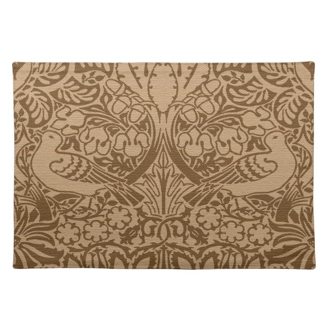 William Morris' Dove and Rose, Burnt Caramel Cloth Placemat (Front)