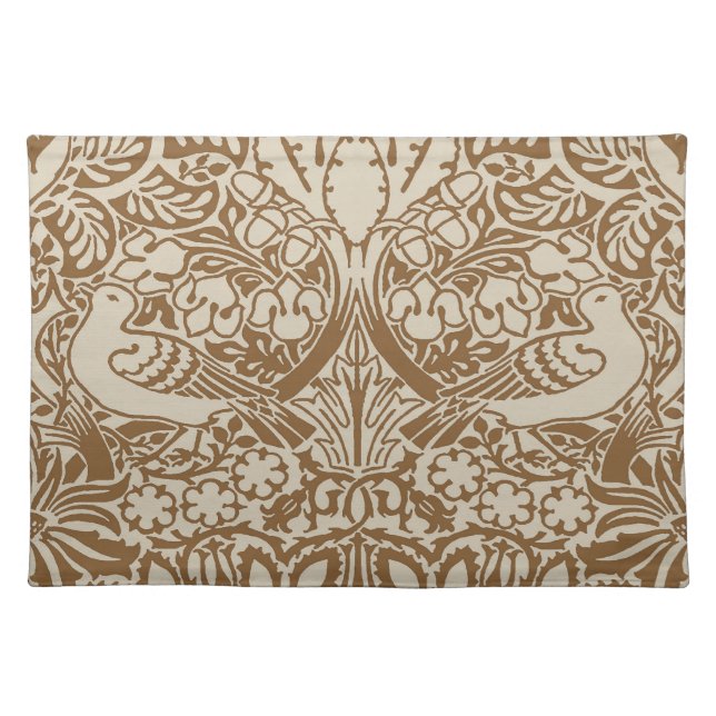 William Morris' Dove and Rose, Hazel Brown Cloth Placemat (Front)