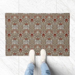 William Morris Earthy Brown Floral Wallpaper Doormat
