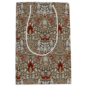 William Morris Earthy Brown Floral Wallpaper Medium Gift Bag