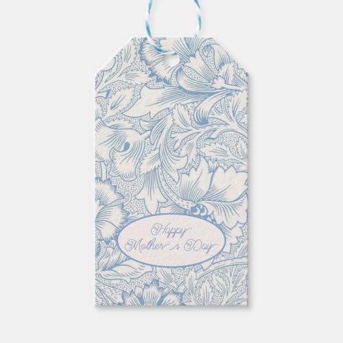 William Morris Elegant Blue Acanthus Mothers Day Gift Tags