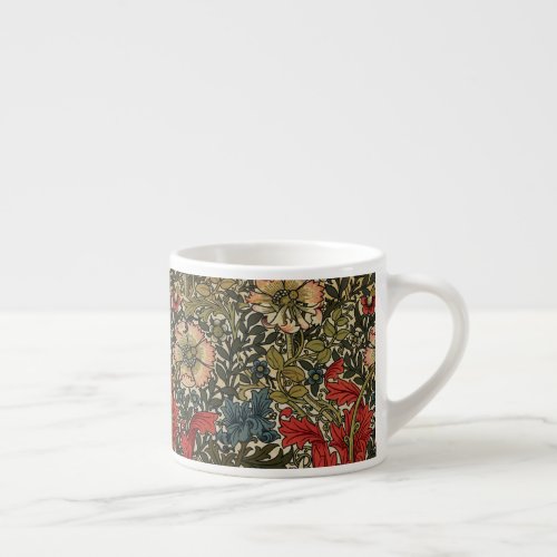 William Morris Elegant Floral Pattern Red Green  Espresso Cup