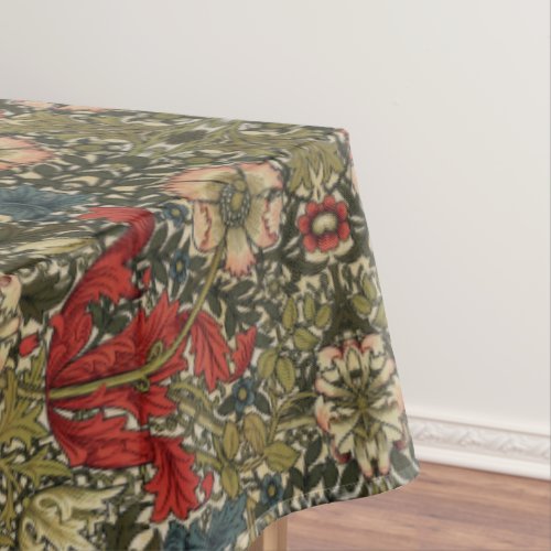 William Morris Elegant Floral Pattern Red Green  Tablecloth