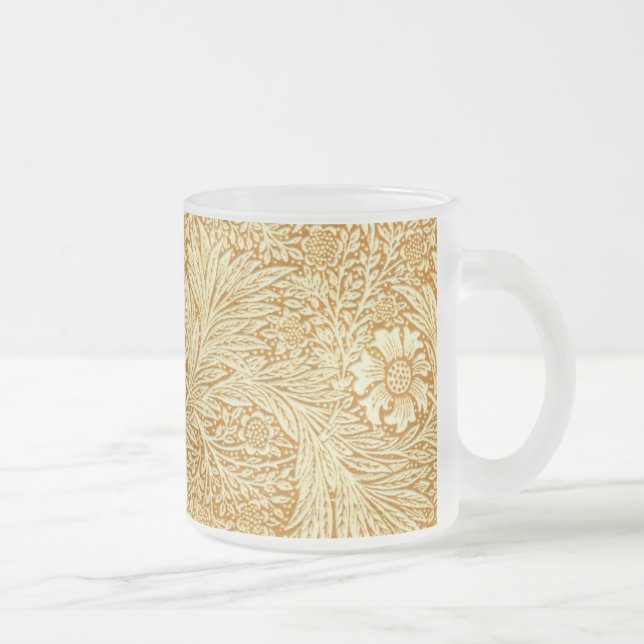 William Morris elegant flowers pattern Frosted Glass Coffee Mug (Right)