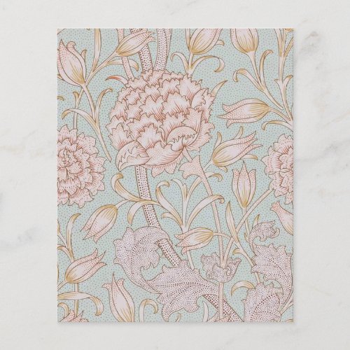 William Morris Elegant Pink Wild Tulips Soft Blue