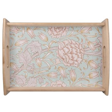 William Morris, Elegant Pink Wild Tulips Soft Blue