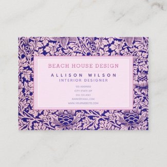 William Morris - Elegant Purple and Pink Floral Business Card