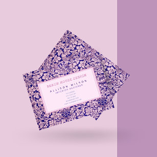 William Morris - Elegant Purple and Pink Floral Business Card
