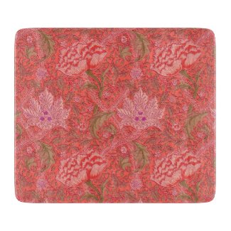 William Morris - Elegant Red & Pink Floral  Cutting Board
