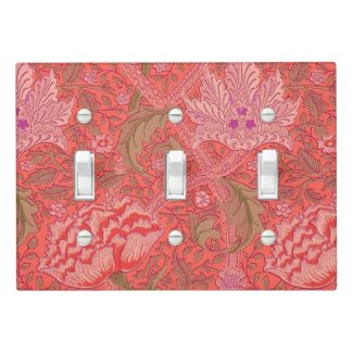 William Morris - Elegant Red & Pink Floral Light Switch Cover