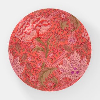 William Morris - Elegant Red & Pink Floral Paperweight