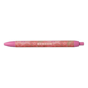 William Morris - Elegant Red & Pink Floral Pen