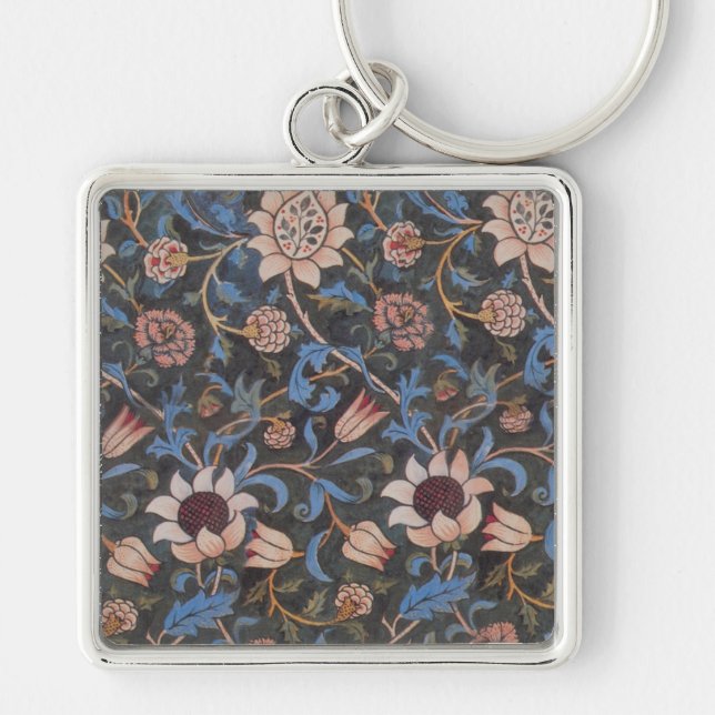 William Morris Evenlode Pattern: Vintage Moody Keychain (Front)