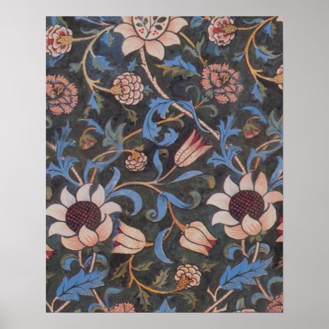 William Morris Evenlode Pattern: Vintage Moody Poster (Front)