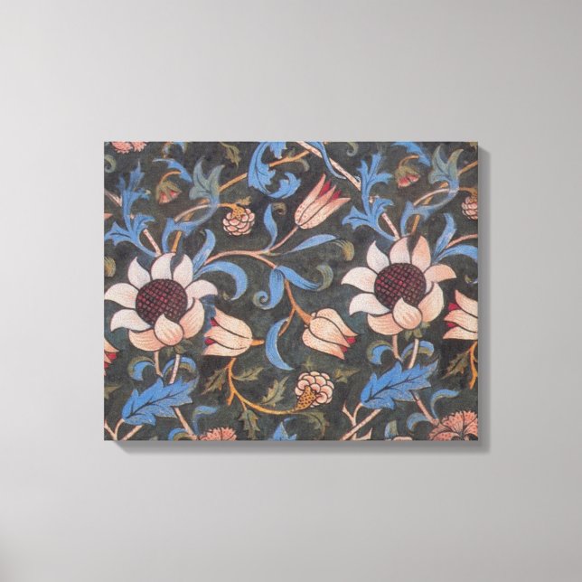 William Morris Evenlode Textile Floral Art Canvas Print (Front)