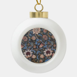 William Morris Evenlode Textile Floral Art Ceramic Ball Christmas Ornament