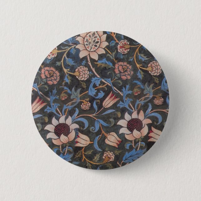 William Morris Evenlode Textile Floral Art Pinback Button (Front)