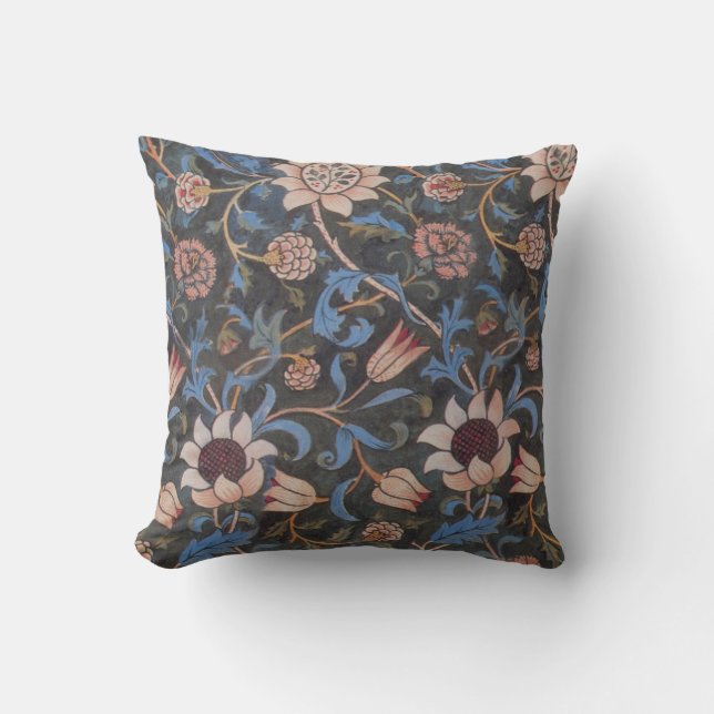 William Morris Evenlode Textile Floral Art Throw Pillow (Front)