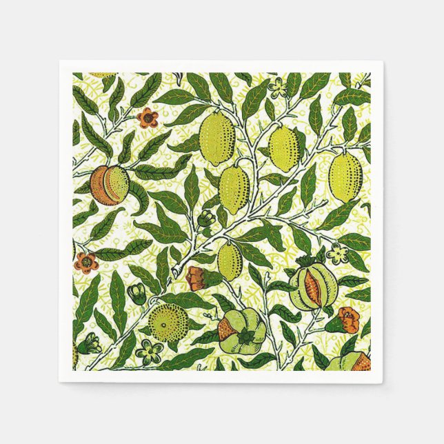 William Morris Exotic Fruit, Lemon Yellow Napkins (Front)