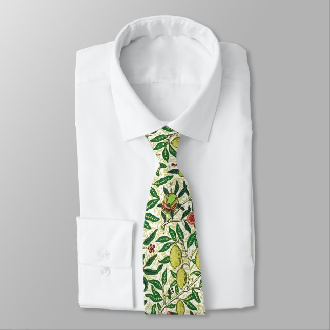 William Morris Exotic Fruit, Lemon Yellow Neck Tie (Tied)