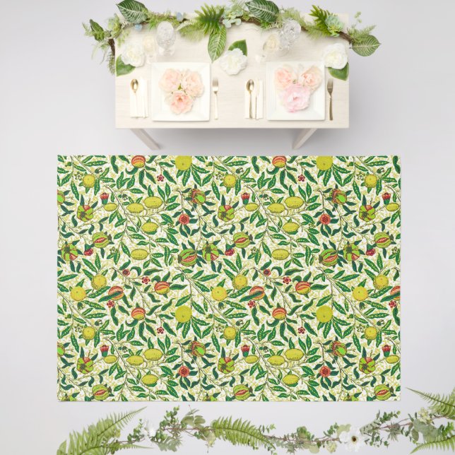 William Morris Exotic Fruit, Lemon Yellow  Outdoor Rug (Insitu (Wedding 2))
