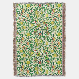 William Morris Exotic Fruit, Lemon Yellow Throw Blanket