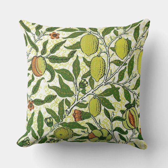 William Morris Exotic Fruit, Lemon Yellow Throw Pillow (Front)