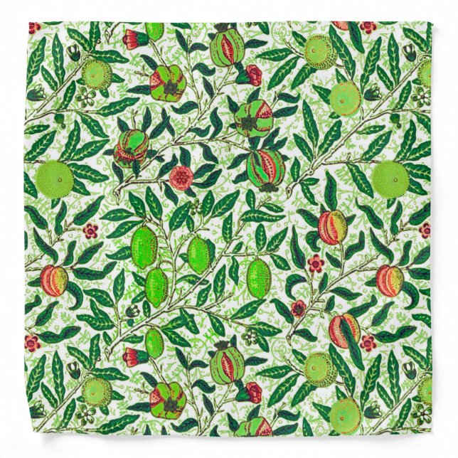 William Morris Exotic Fruit, Lime Green Bandana (Front)