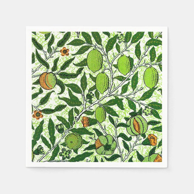 William Morris Exotic Fruit, Lime Green Napkins (Front)