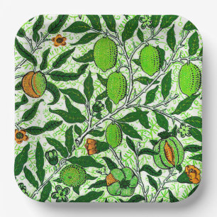 William Morris Exotic Fruit, Lime Green Paper Plates