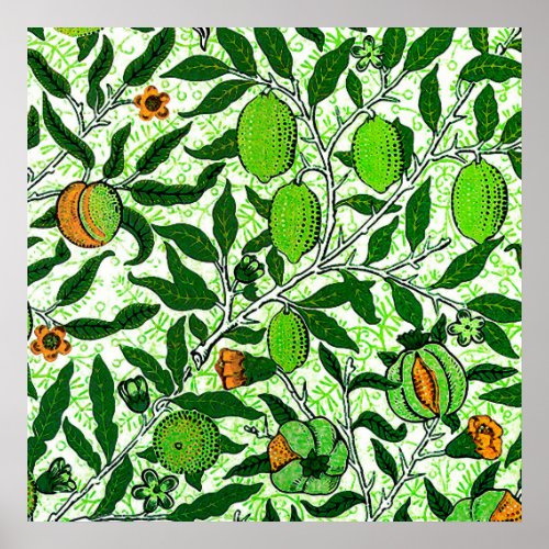 William Morris Exotic Fruit Lime Green Poster