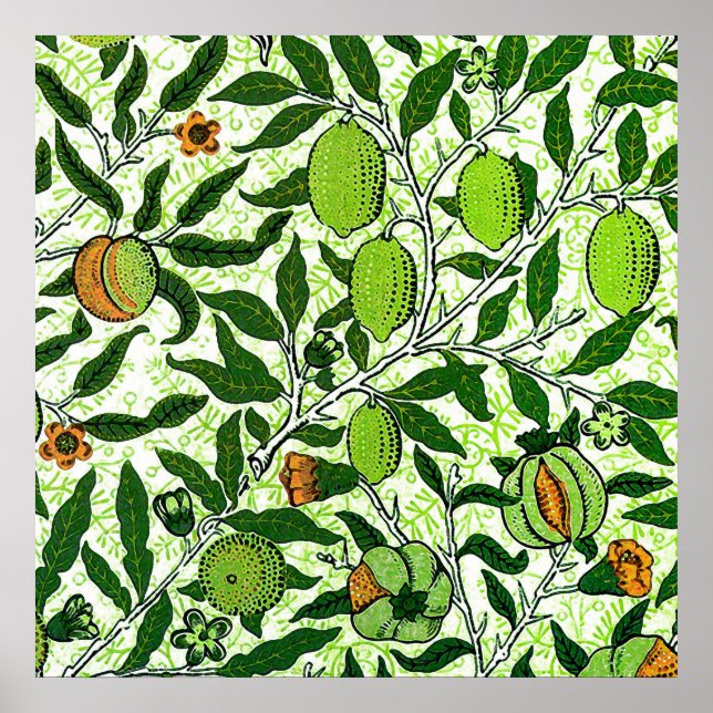 William Morris Exotic Fruit, Lime Green Poster (Front)