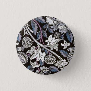 William Morris Fabric Black And White Design Pinback Button by TO_photogirl at Zazzle