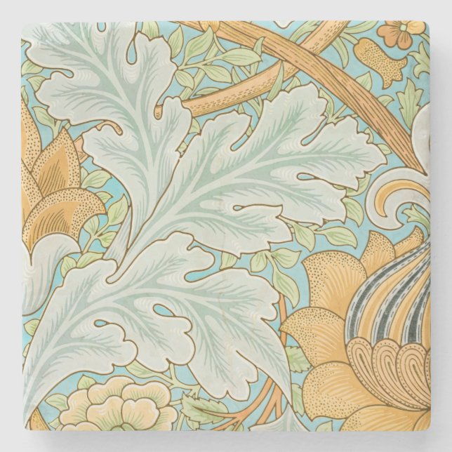 William Morris Fabric Pattern Stone Coaster (Front)