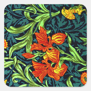 William Morris famous pattern, Iris, Square Sticker