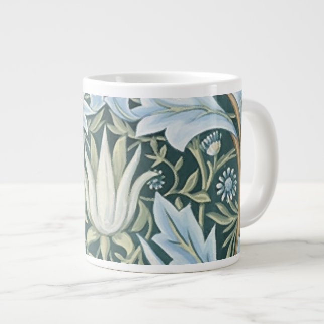 William Morris Fine Floral Wallpaper Pattern Giant Coffee Mug (Front Right)