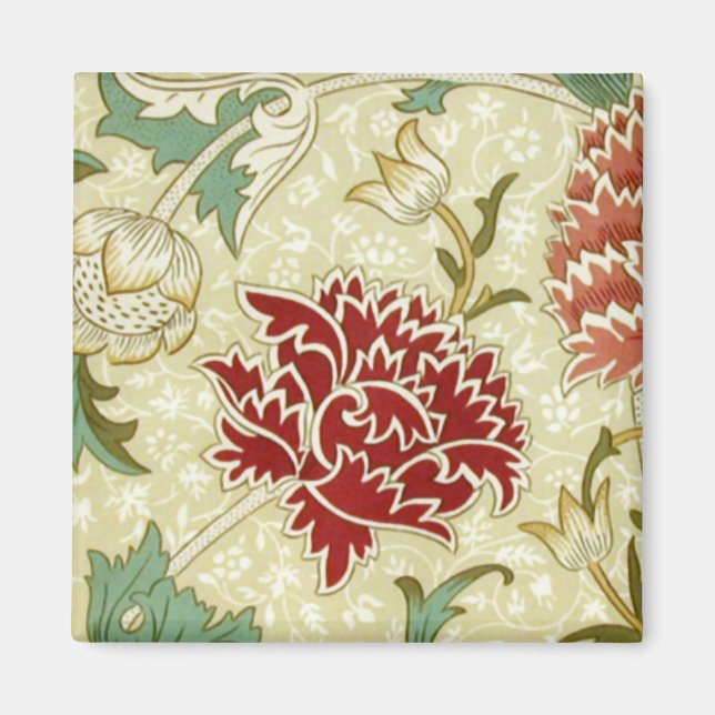 William Morris Fine Red Floral Wallpaper Magnet (Front)