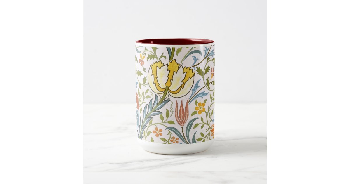 William Morris Flora Vintage Floral Art Nouveau Two-Tone Coffee Mug ...