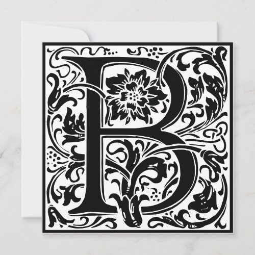 William Morris Floral Alphabet Monogram Letter B Invitation